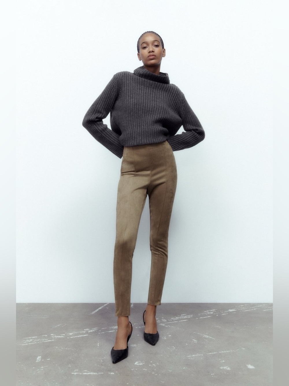 NWT Zara Faux Suede Leggings Size XL